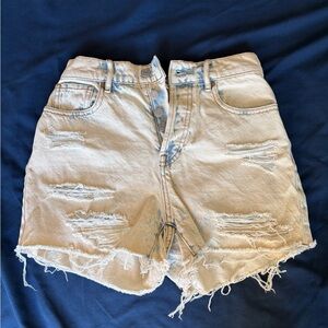PacSun Capri Blue Distressed High Rise Icon Jean Shorts